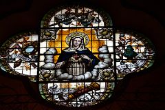 41 Stained Glass Image Of Virgin Mary With Justice, Prudence, Fortitude, Temperance In Salta Cathedral.jpg